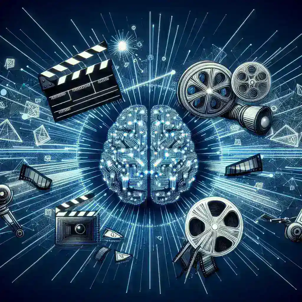 "Imagem ilustrativa demonstrando a aplicação de inteligência artificial na criação de conteúdo audiovisual, destacando ferramentas modernas de produção digital e suas inovações impactantes no setor."